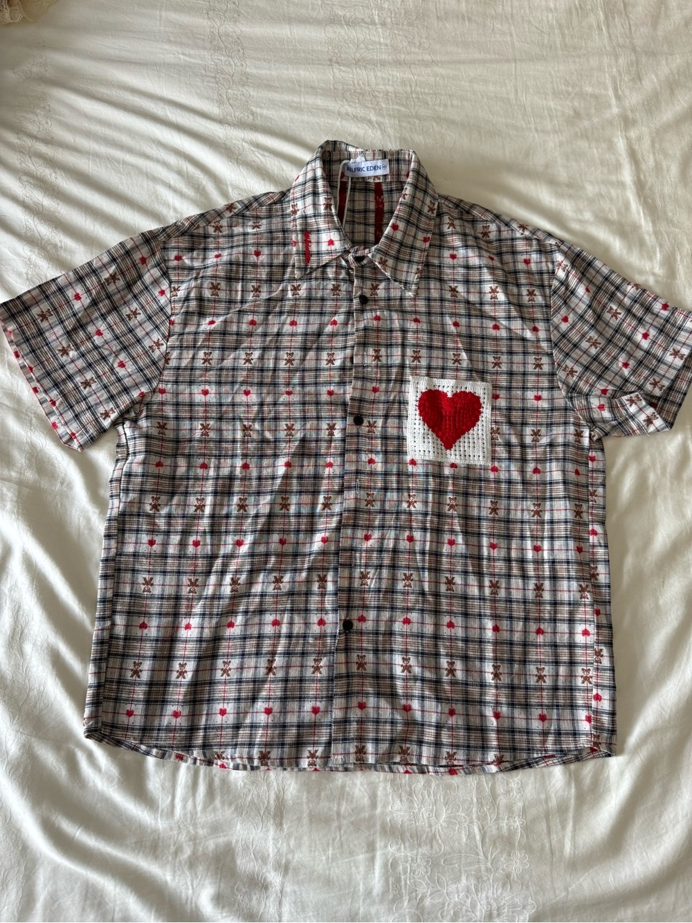 Aelfric Eden Crochet Heart Pocket Plaid Shirt